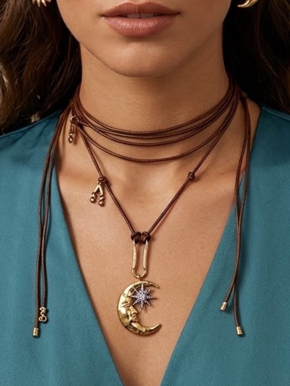 Celestial Gold Moon & Star Pendant Necklace